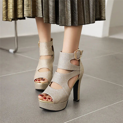 Funki Findz | Shoes | Women's Glitter Gladiator Platform Sandals