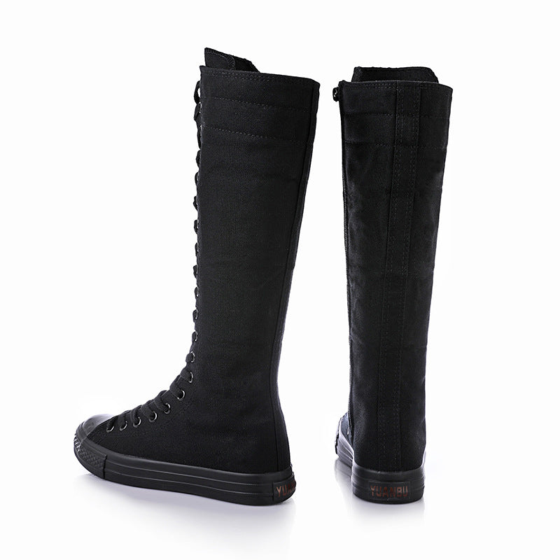 Funki Findz | Boots | Women's Lace Up Canvas Knee High Boots