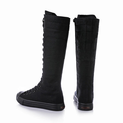Funki Findz | Boots | Women's Lace Up Canvas Knee High Boots