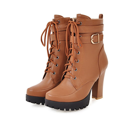 Funki Findz | Boots | Women's Block Heel Buckle Strap Ankle Boots