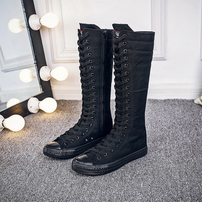 Funki Findz | Boots | Women's Lace Up Canvas Knee High Boots