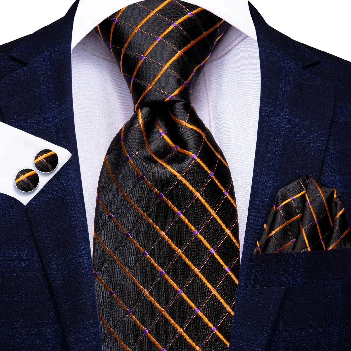 Funki Findz | Neckties | Men's Elegant Silk Wedding 3Pcs Tie Set