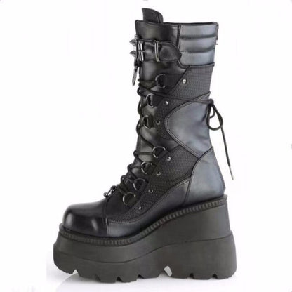 Funki Findz | Boots | Women's Punk High Platform Wedge Boots