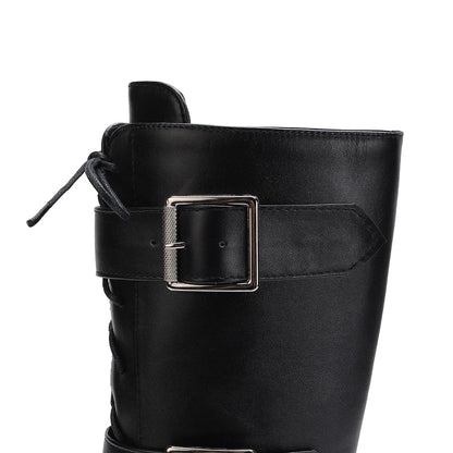 Funki Findz | Boots | Women's Punk Buckle Strap Wedge Boots