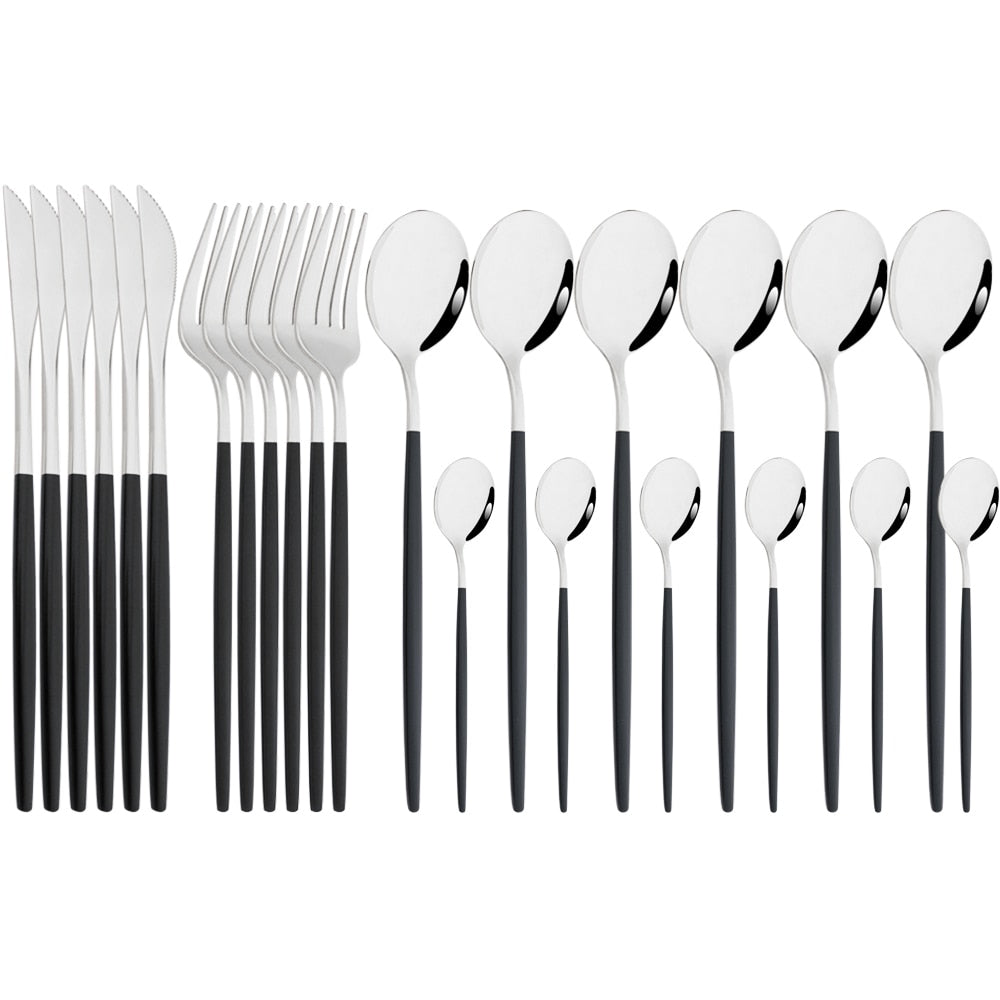 Funki Findz | Cutlery Sets | Gold Stainless Steel Mirror Polish 24 Set