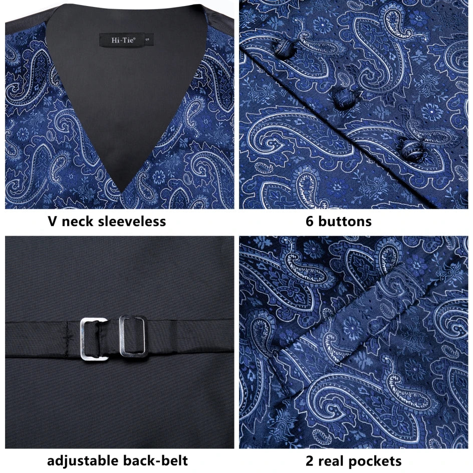 Funki Findz | Vests | Men's Formal 4 Pcs Silk Slim Waistcoat Sets