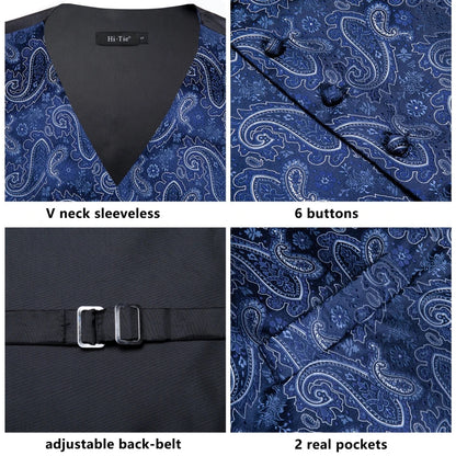 Funki Findz | Vests | Men's Formal 4 Pcs Silk Slim Waistcoat Sets