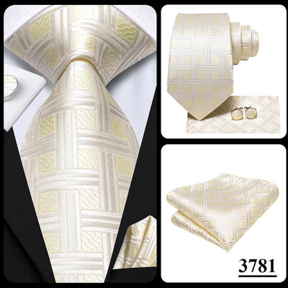 Funki Findz | Neckties | Men's Champagne Gold Silk Tie 3Pcs Set