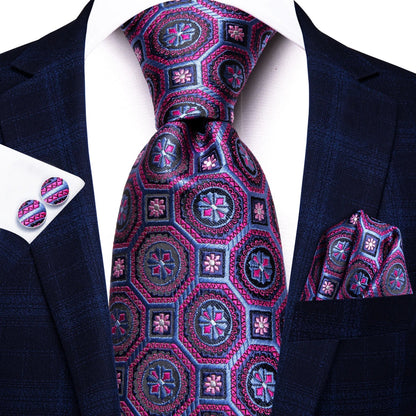 Funki Findz | Neckties | Men's Purple Silk Wedding 3Pcs Tie Set