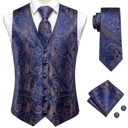 Funki Findz | Vests | Men's Formal 4 Pcs Silk Slim Waistcoat Sets