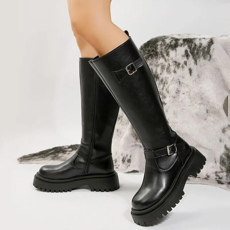 Funki Findz | Boots | Women's Knee High Chelsea Biker Boots