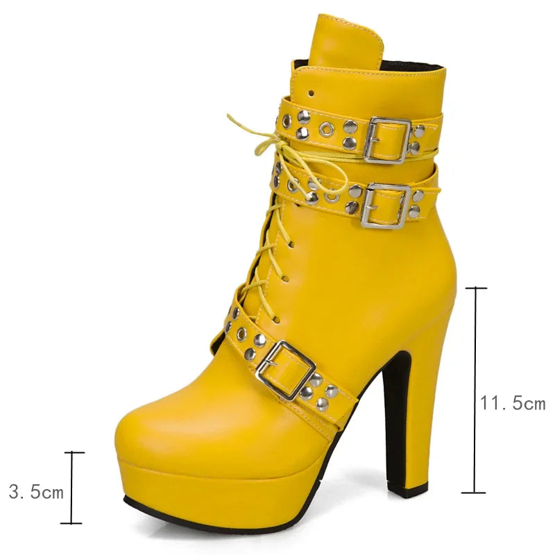 Funki Findz | Boots | Women's Buckle Strap Platform Ankle Boots