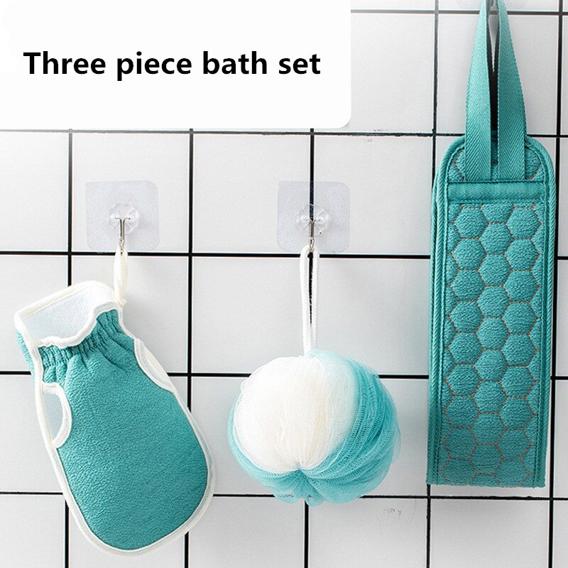 Funki Findz | Back Scrubber | Loofah Sponge Bath Brush Set 3Pc