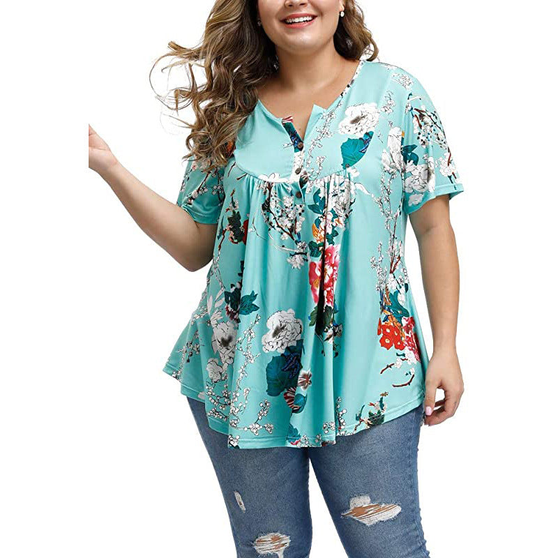 Funki Findz | Shirts | Women's Plus Floral Print Loose Fit Shirts