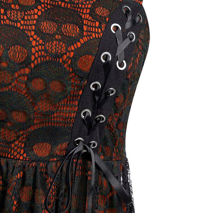 Funki Findz | Dresses | Women's Gothic Skull Lace Mini Dress