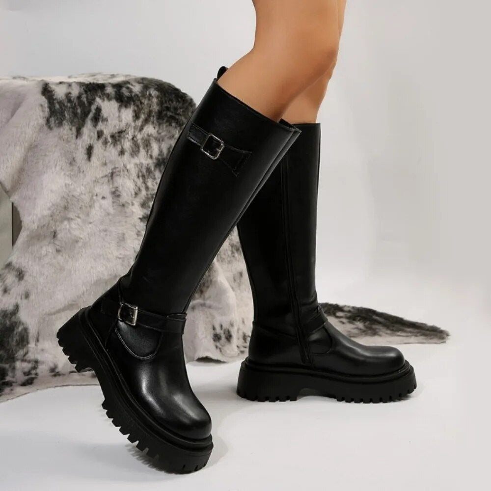 Funki Findz | Boots | Women's Knee High Chelsea Biker Boots