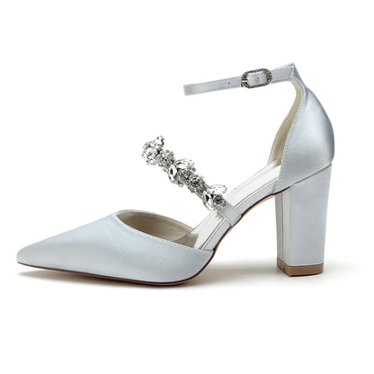 Funki Findz | Shoes | Women's Satin Crystal Block Heeled Shoes