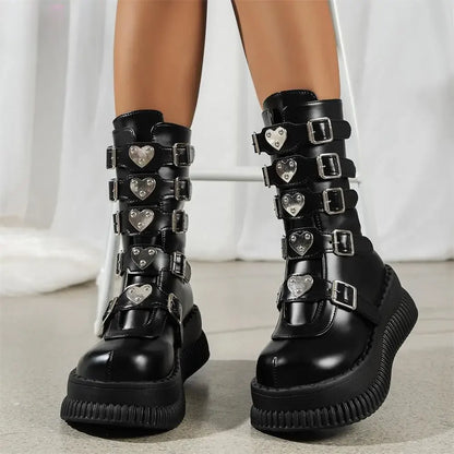 Funki Findz | Boots | Women's Gothic Mid-Calf Platform Boots