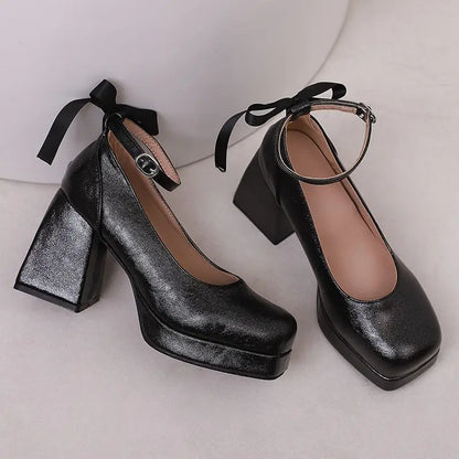 Funki Findz | Shoes | Women's Square Toe Block Heel Platforms