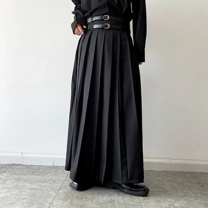 Funki Findz | Skirts | Men's Japanese High Waist Long Pleat Skirt