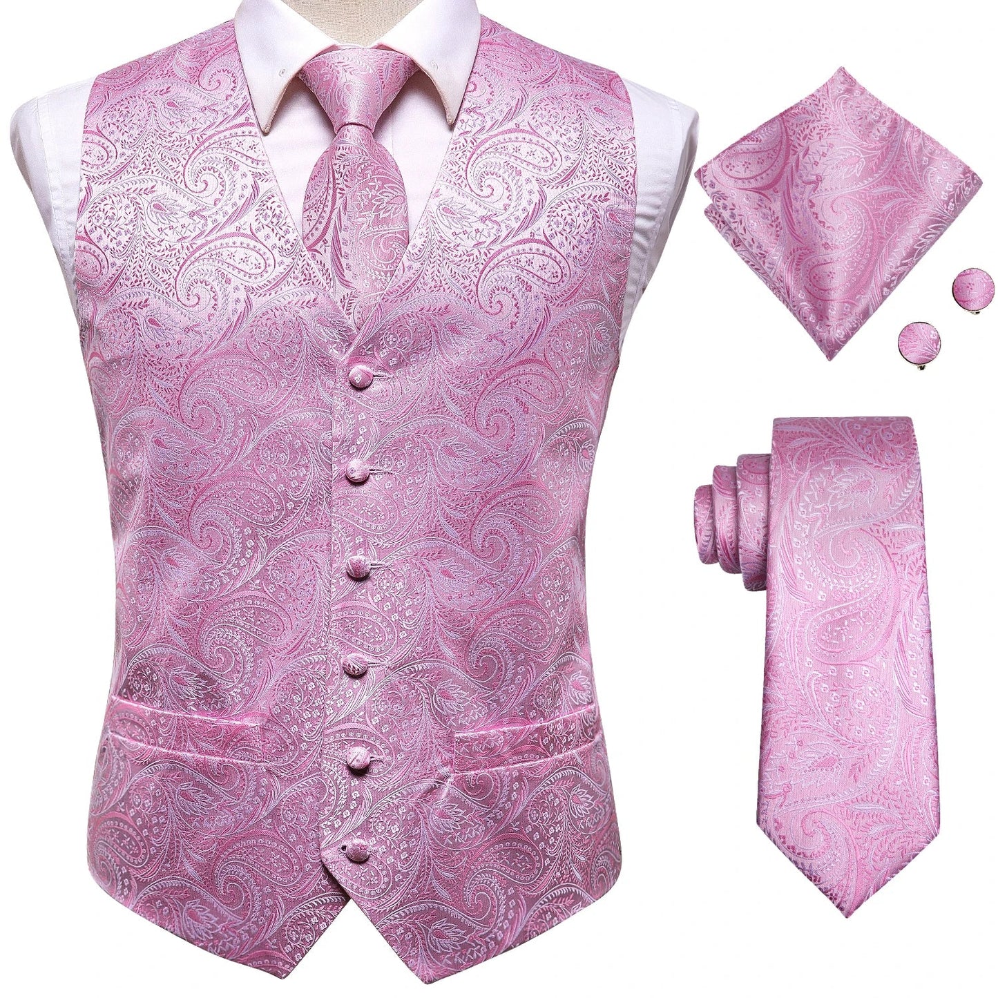 Funki Findz | Vests | Men's Formal 4 Pcs Silk Slim Waistcoat Sets