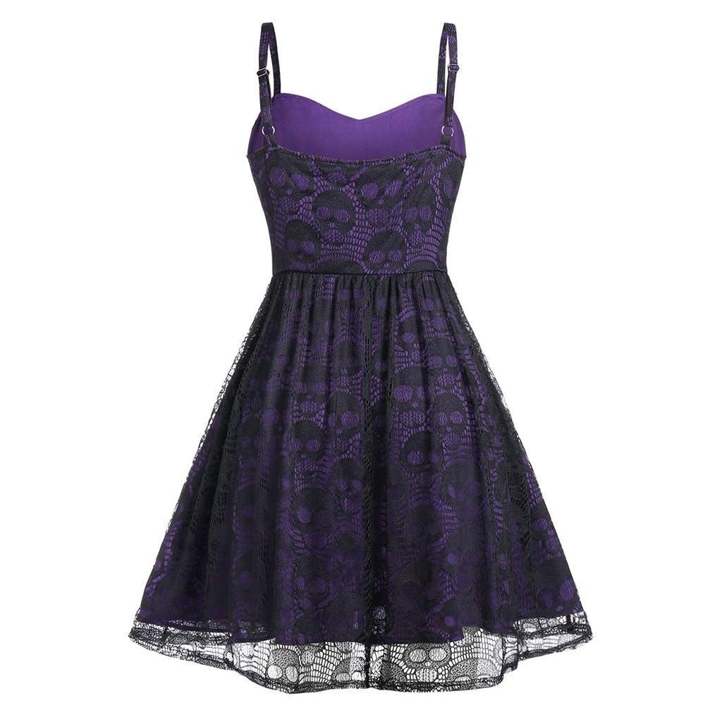 Funki Findz | Dresses | Women's Gothic Skull Lace Mini Dress
