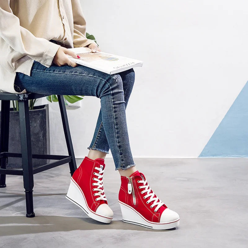 Funki Findz | Boots | Women's High Platform Zipper Sneakers