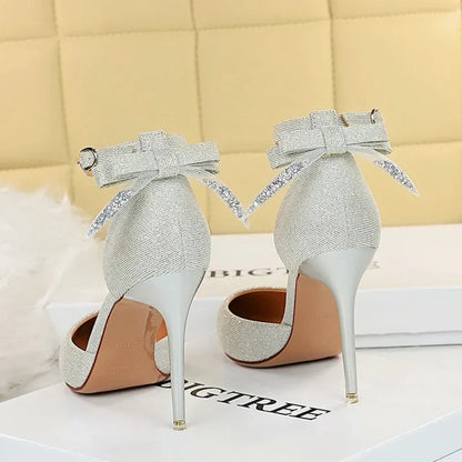Funki Findz | Shoes | Women's Glitter Bow Knot Strappy Heels