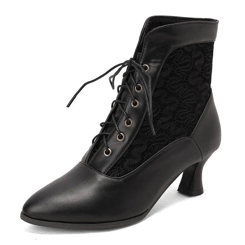 Funki Findz | Boots | Women's Kitten Heel Victorian Granny Boot