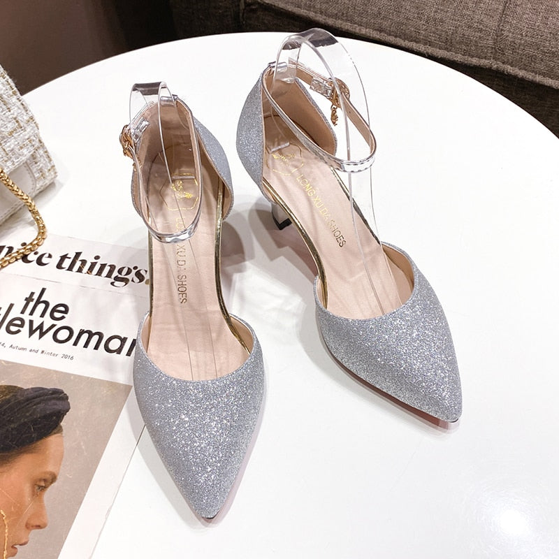 Funki Findz | Shoes | Women's Sparkly Gold Silver Bridal Heels