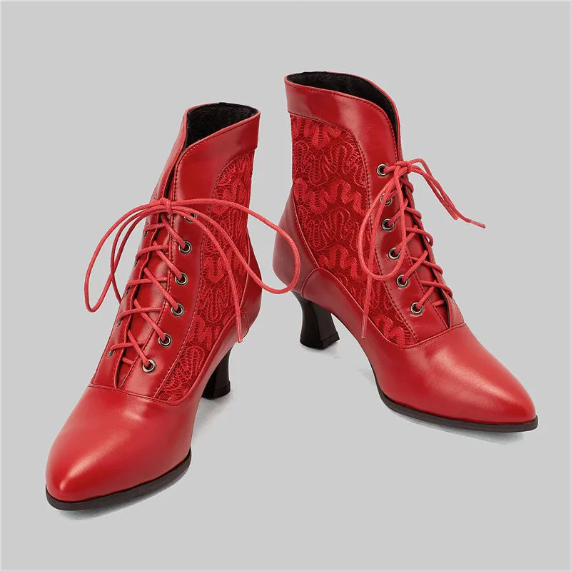 Funki Findz | Boots | Women's Kitten Heel Victorian Granny Boot