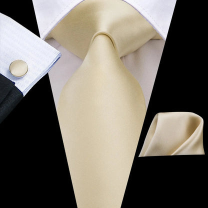 Funki Findz | Neckties | Men's Champagne Gold Silk Tie 3Pcs Set