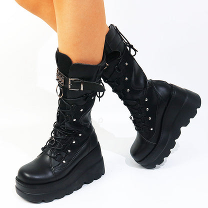 Funki Findz | Boots | Women's Punk High Platform Wedge Boots