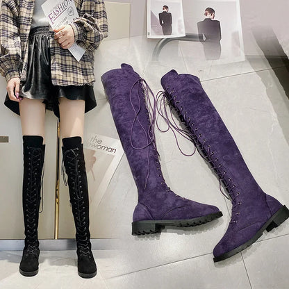 Funki Findz | Boots | Women's Over Knee Lace Up Long Boots