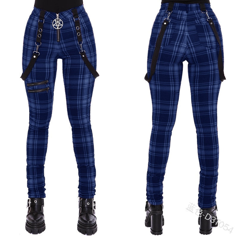 Funki Findz | Pants | Women's Gothic Punk Plaid High Waist Pant