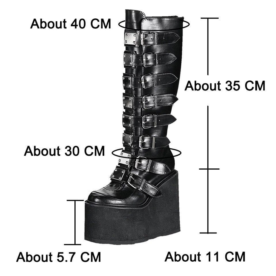 Funki Findz | Boots | Women's Punk Buckle Strap Platform Boots