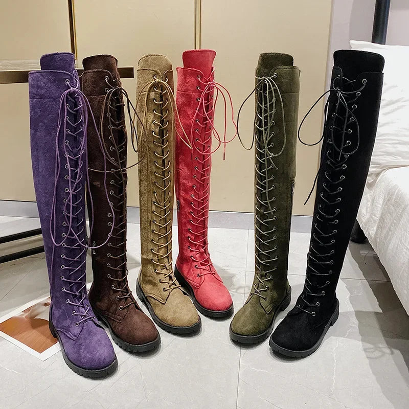 Funki Findz | Boots | Women's Over Knee Lace Up Long Boots