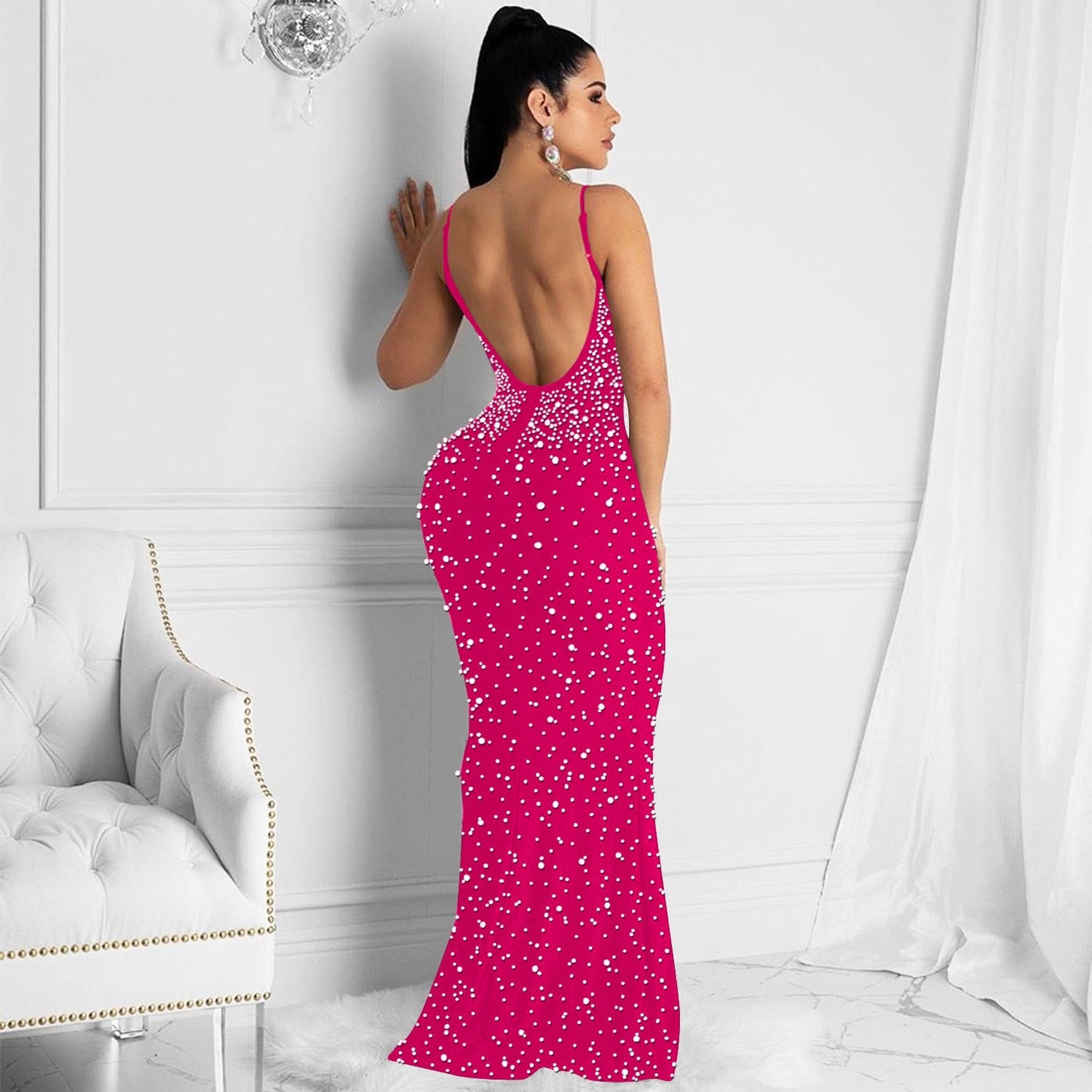 Funki Findz | Dresses | Women's Beaded Pearl Bodycon Dress