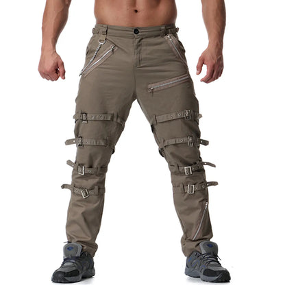 Funki Findz | Pants | Men's Gothic Punk Buckle Strap Zip Pants