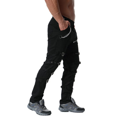 Funki Findz | Pants | Men's Gothic Punk Buckle Strap Zip Pants