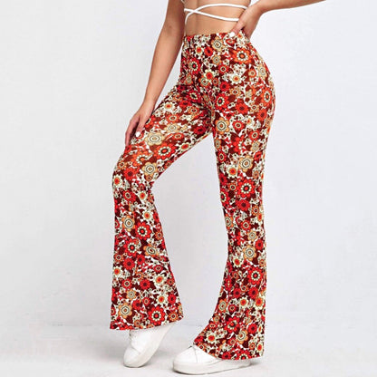 Funki Findz | Pants | Women's Funky Floral Boho Flared Trousers