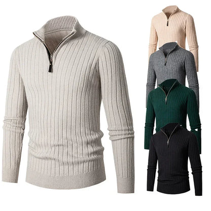 Funki Findz | Sweaters | Men's Mock Neck Vertical Stripe Pullover