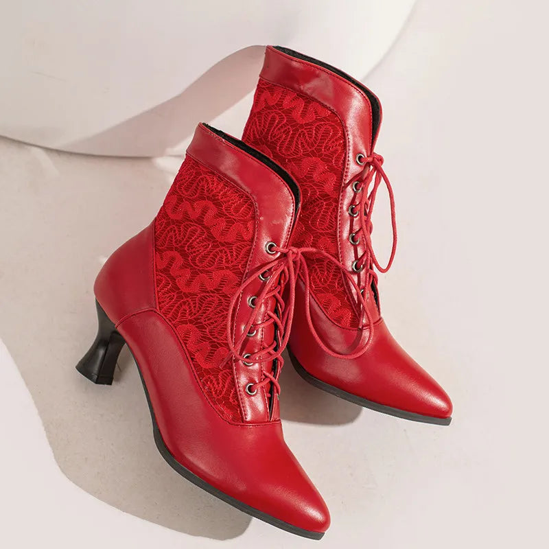Funki Findz | Boots | Women's Kitten Heel Victorian Granny Boot