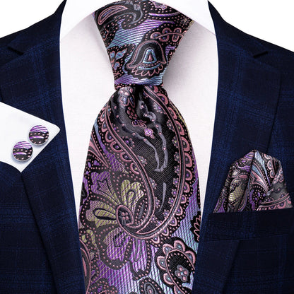 Funki Findz | Neckties | Men's Purple Silk Wedding 3Pcs Tie Set