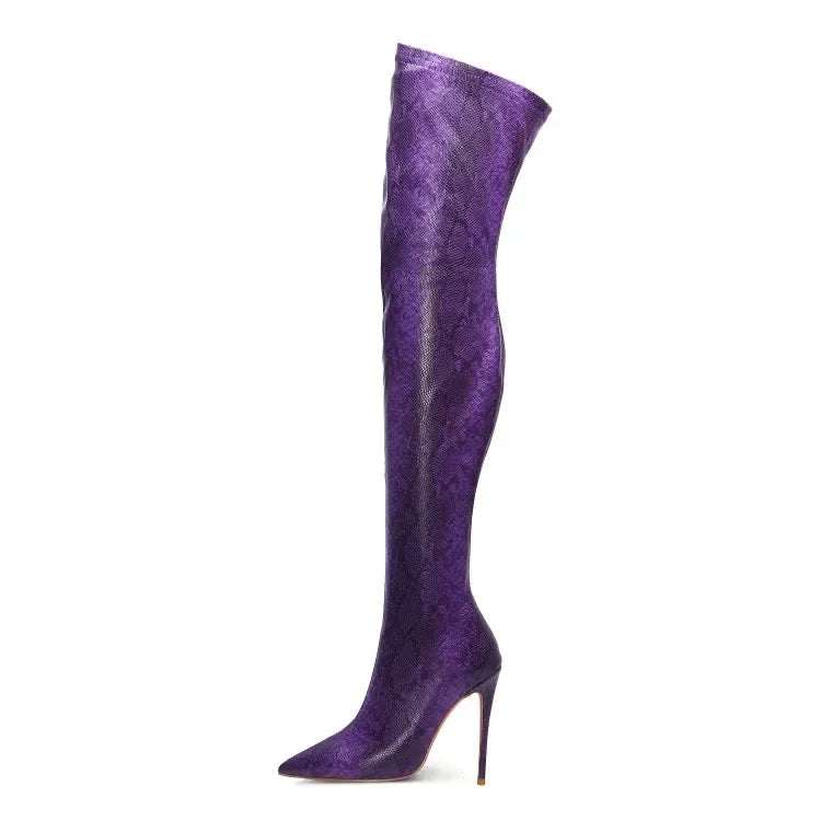 Funki Findz | Boots | Women's Snake Print Cloth Long Boots