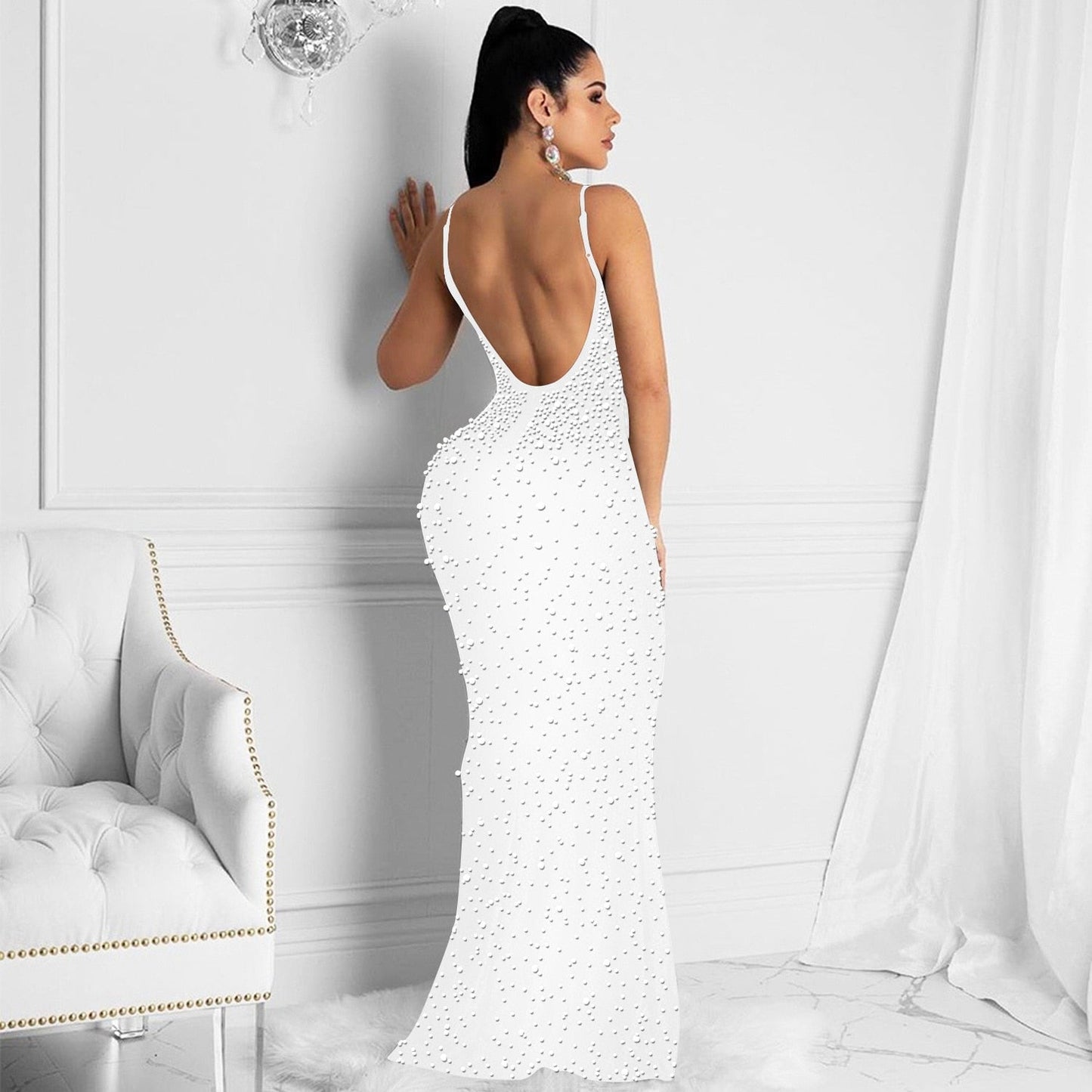 Funki Findz | Dresses | Women's Beaded Pearl Bodycon Dress