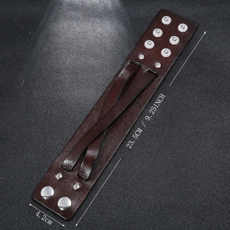 Funki Findz | Bracelets | Men's Wide Genuine Leather Wristband