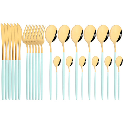 Funki Findz | Cutlery Sets | Gold Stainless Steel Mirror Polish 24 Set