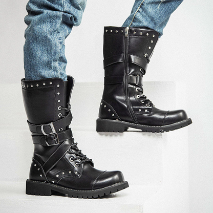 Funki Findz | Boots | Men's Gothic Punk Buckle Strap Biker Boots