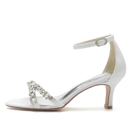 Funki Findz | Shoes | Women's Crystal Mid Heel Wedding Sandal
